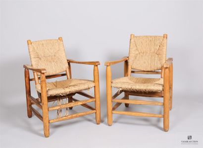 null PERRIAND Charlotte (1903-1999)
Paire de fauteuils dit paillés en frêne
Haut....
