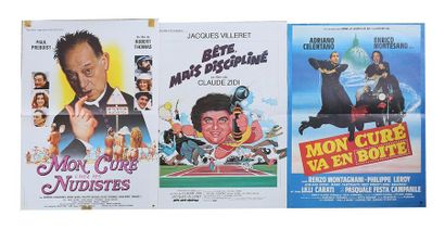 null Lot de trois affiches comprenant 
- PM (affichiste)
Affiche du film " Mon curé...
