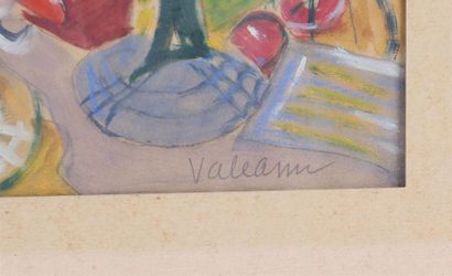 null VALEANU Rodica (1923-1965) dit Guy VALLOT
Paysage cubiste
Gouache sur papier
Signée...