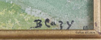null CAZY B. (XXème siècle)
Cabanes au pied d'une falaise
Aquarelle sur papier 
Signée...