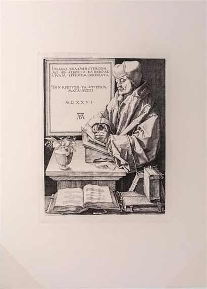 null DURER Albrecht (1471-1528), d'après - DURANT Amand (imprimeur)
Erasme de Rötterdam
Gravure...