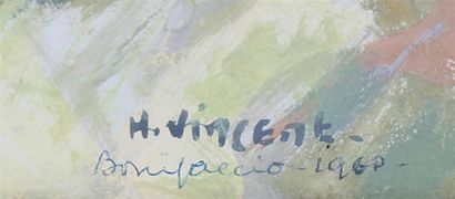 null VINCENT Henri (XXème siècle)
Falaises de Bonnifacio
Gouache sur papier
Signée,...