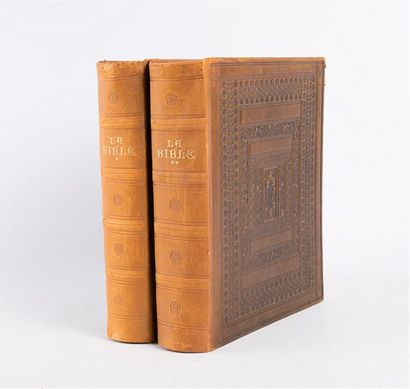 null ANONYME - La Bible - Marseille Club du livre 1953 - deux volume in-4° - reliure...