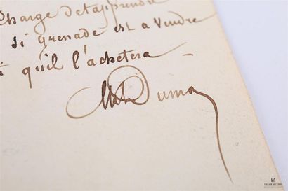 null DUMAS Alexandre Père (1802-1870)
Autographe manuscrit original signé Alex Dumas...