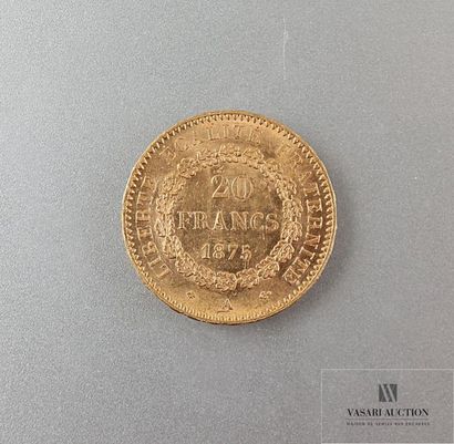 null Une pièce de 20 Frcs République Française 1875
Poids brut : 6,43 g