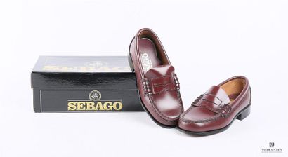 null SEBAGO (junior) - Mocassin en cuir bordeaux - Semelle extérieure en cuir avec...