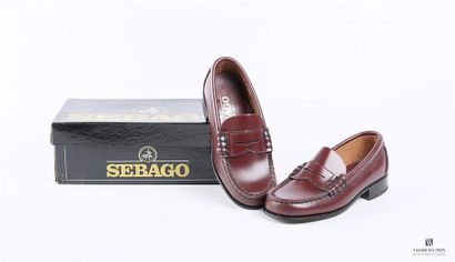 null SEBAGO (junior) - Mocassin en cuir bordeaux - Semelle extérieure en cuir avec...