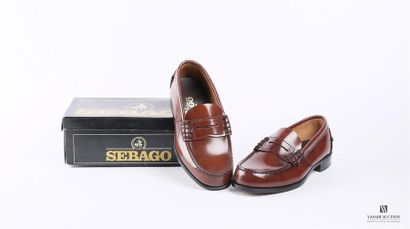 null SEBAGO (Junior) - Mocassin en cuir cognac - Semelle extérieure en cuir avec...