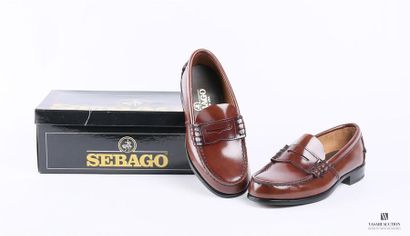 null SEBAGO (Junior) - Mocassin en cuir cognac - Semelle extérieure en cuir avec...