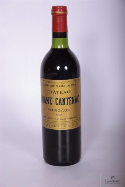 null 1 Blle	CH. BRANE CANTENAC	Margaux GCC	1982
	Et. à peine tachée. N : bas gou...