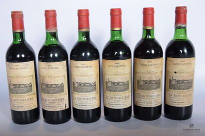 null 6 Blles	CH. LA ROUSSELIÈRE	St Estèphe	1982
	Et. fanées, tachées (3 petits accrocs)....