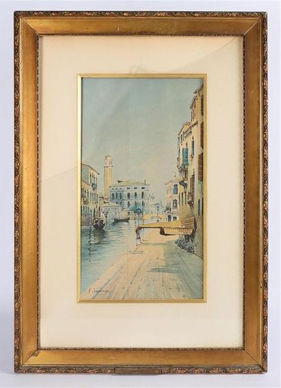 null JEANNIN-GROS F. (XIX-XXèmes siècles)
Vue d'un canal à Venise
Aquarelle
Signée...