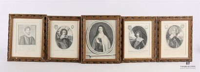 null Lot de cinq portraits gravés et encadrés comprenant : 
- Le Duc d'Espernon -...