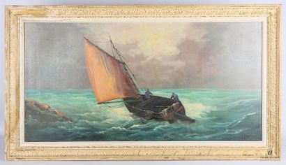 null P.NOLLET (XXème siècle)
Pêcheurs en mer
Huile sur toile
Signée en bas à droite
60...