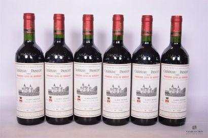 null 6 Blles	CH. PASCOT	1ères Côtes de Bordeaux	1989
	Et. excellentes. N : 2 mi goulot,...