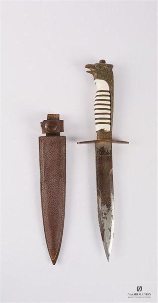 null Couteau de tranché, fabriqué à partir d'un sabre d'officier, poignée bois peint...