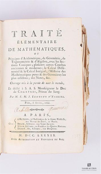 null LEMOINE d'ESSOIES M. E. M. J. - Traité élémentaire de mathématiques, ou principes...