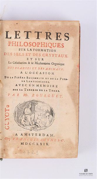 null [SCIENCES] 
Lot comprenant deux ouvrages : 
BOURGUET Louis - Lettres philosophiques...