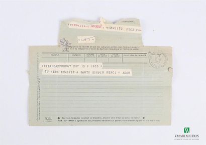 null Télégramme tamponné du 9 août 1962 par la Centrale Télégraphique de Bordeaux...