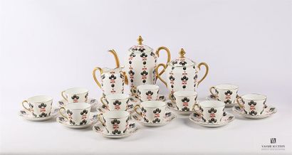 null BALLEROY Frères - LIMOGES
Service à café en porcelaine polychrome et rehauts...