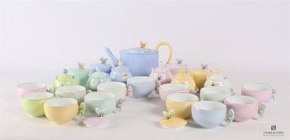 null LIMOGES - D.Porthault
Partie de service à thé en porcelaine de différentes couleurs...