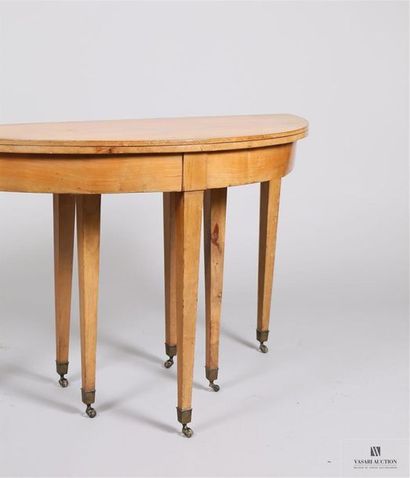null Table de salle à manger formant console demi-lune en bois naturel et bois de...