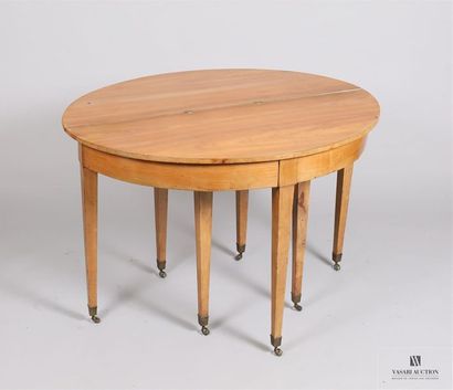 null Table de salle à manger formant console demi-lune en bois naturel et bois de...