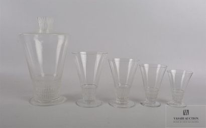 null LALIQUE
Partie de service en verre pressé-moulé et en partie satiné, modèle...