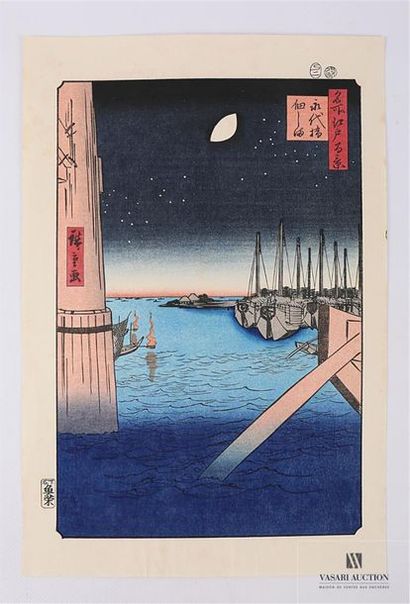 null Hiroshige, copie d'une estampe de la série des Cent vues célèbres des provinces.
40...