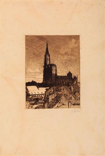 null PFISTER E. (XXème siècle), d'après
Vue de la cathédrale
Eau-forte
Signée en...