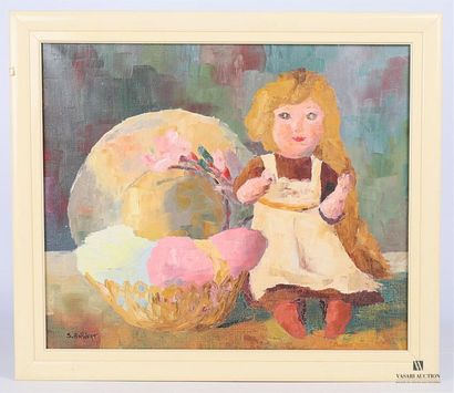 null BOHNERT S. (XXème siècle)
La poupée et le chapeau 
Huile sur toile 
Signée en...