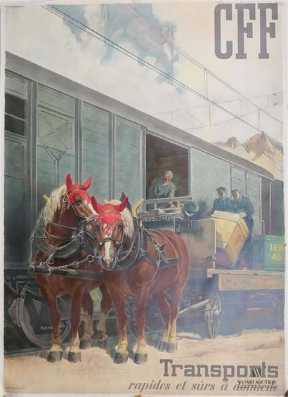 null Affiche en papier " CFF, Transports rapides et sûrs à domicile " 
Service de...