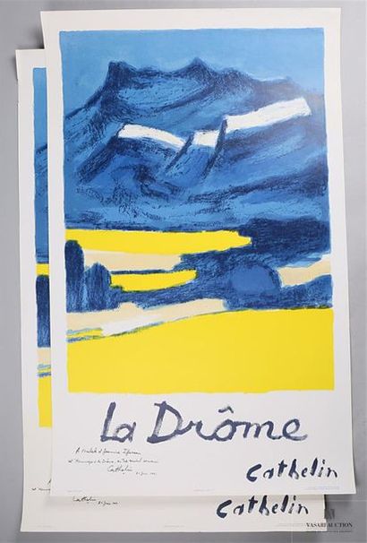 null CATHELIN Bernard (1919-2004)
Deux Affiches "La Drome" 
Avec un envoi en bas...