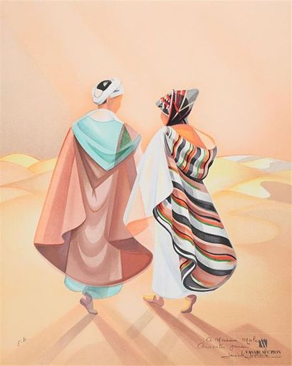 null LEDERLE Janick (né en 1917-?)
Couple dans le désert
Lithographie en couleurs
Signée...