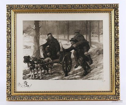 null JONAS Lucien (1880-1947)
Blessés de guerre et la carriole aux chiens
Lithographie
Signée...