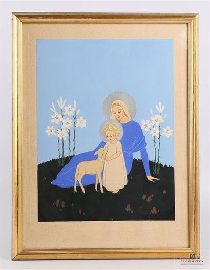 null MESCHINI Giovani (1888-1977)
La vierge à l'enfant avec l'agneau
Gravure rehaussée
Numéroté...