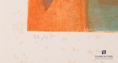 null GOETZ Henri (1909-1989), d'après
Composition abstraite sur fond orange 
Lithographie...