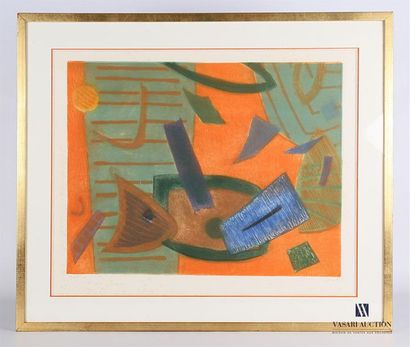 null GOETZ Henri (1909-1989), d'après
Composition abstraite sur fond orange 
Lithographie...