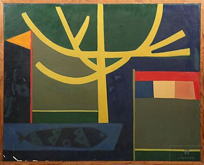 null TEYSSANDIER Louis (1909-1987)
Abstraction géométrique 
Acrylique sur toile
Signée...