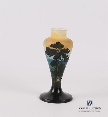 null GALLE Emile (1846-1904)
Vase en verre multicouche à décor d'un paysage arboré...