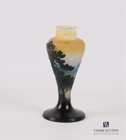null GALLE Emile (1846-1904)
Vase en verre multicouche à décor d'un paysage arboré...