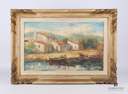 null KOSCAYA Enrique (1901-1970)
Vue de maisons et barques dans le sud 
Huile sur...