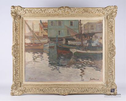 null ANTONI Louis-Ferdinand (1872-1940)
Vue de barques et habitations à Alger
Huile...