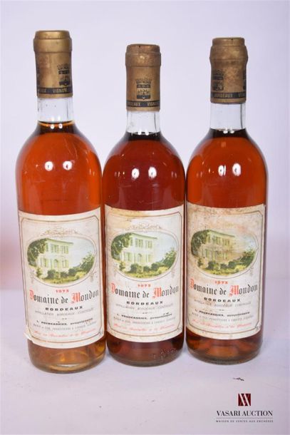 null 3 Blles	DOMAINE DE MONDON	Bordeaux liquoreux ?	1973
	Et. fanées et tachées....
