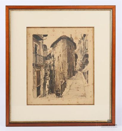 null ROGANEAU François Maurice (1883-1973) d'après
Vue de ruelle animée à Ondorroa
Gravure...