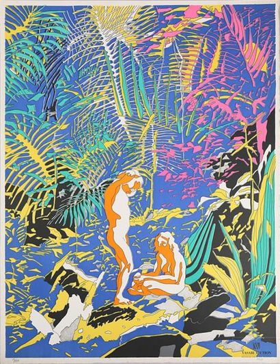 null CUECO Henri (1929-2017)
Homme et femme en forêt
Lithographie en couleurs
Signée...