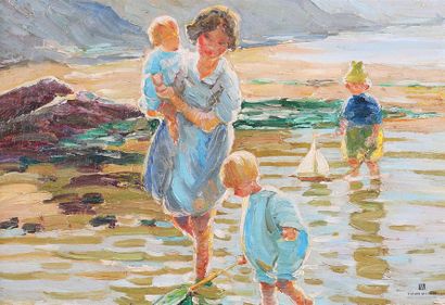 null ROUSSEL (début du XXème siècle)
Mère et ses enfants à marée basse
Huile sur...