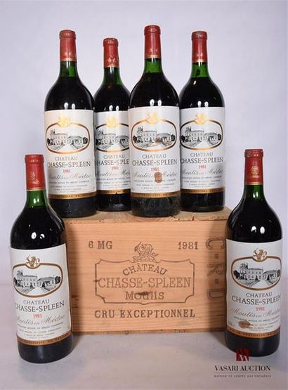 null 6 Mags	CH. CHASSE SPLEEN	Moulis 	1981
	Et.: 4 bonnes, 2 un peu tachées. N :...