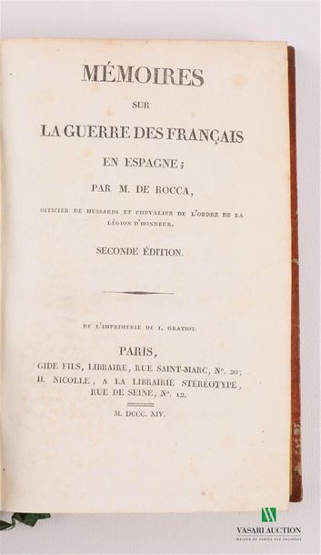null DE ROCCA - Mémoires sur la guerre des francais en Espagne - Paris Gide fils,...