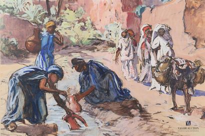 null PONTOY Henri Jean (1888-1968)
Femmes en bord de rivière
Gouache et fusain sur...